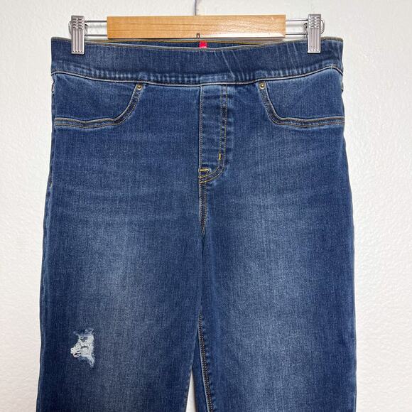 Spanx Medium Wash Distressed Ankle Skinny High Rise Jeans Size Medium - Picture 3 of 10